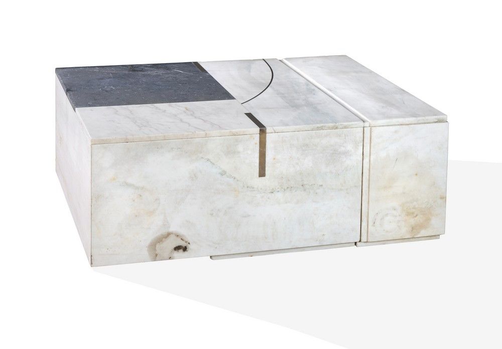 GRANDE TABLE BASSE carrée en marbre blanc...