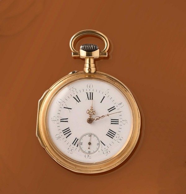 MONTRE DE POCHE chronomètre en or (750) avec...
