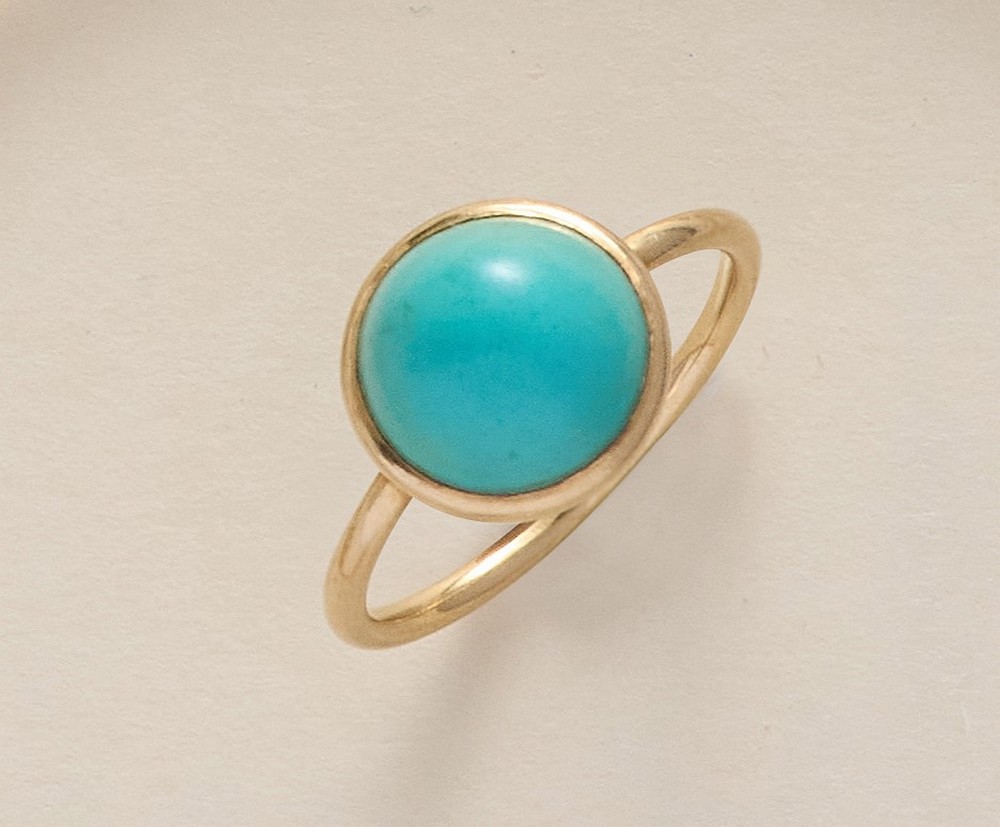 BAGUE en or jaune (750) avec turquoise en...