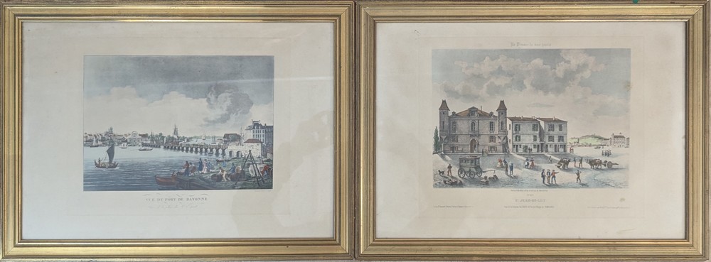 DEUX GRAVURES en couleurs représentant la...