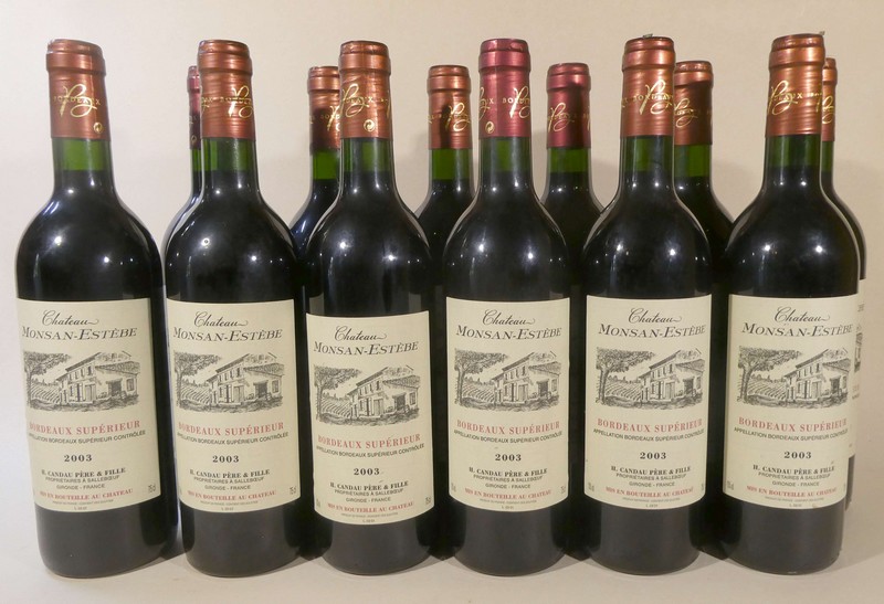 12 Blles CH. Monsan Estebe. Bordeaux 200...